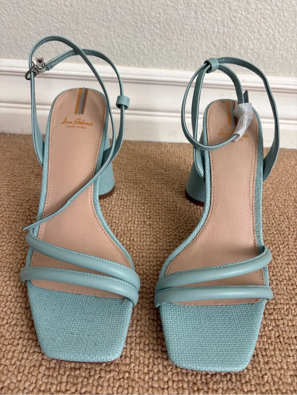 NEW Sam Edelman Light Blue Strappy Block Heel Sandals, Size 9